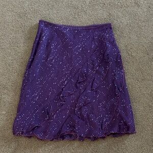 Ann Taylor Deep Purple A-Line Skirt with Ruffle Trim
